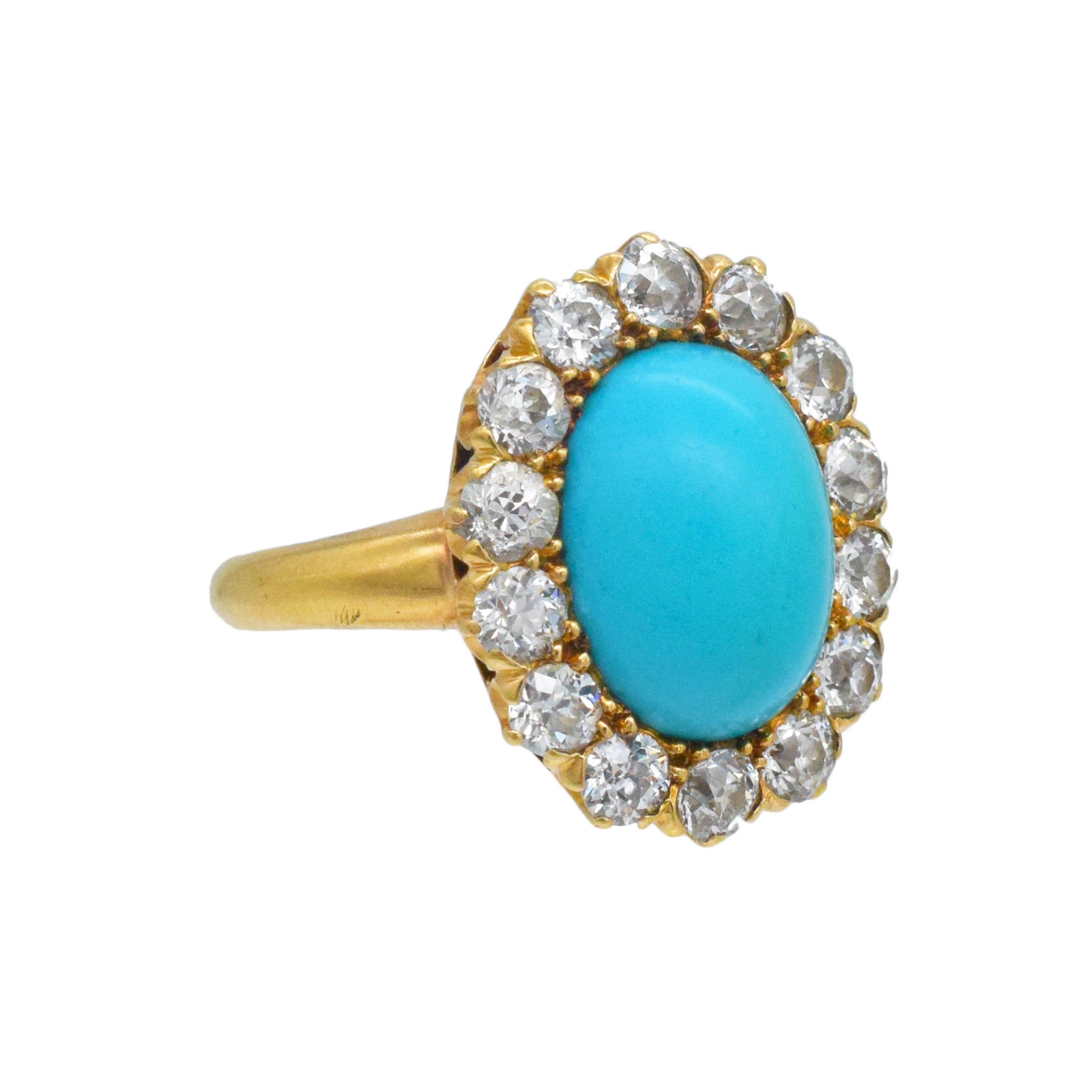Tiffany & Co. Turquoise And Diamond Halo Ring In 18k Yellow Gold