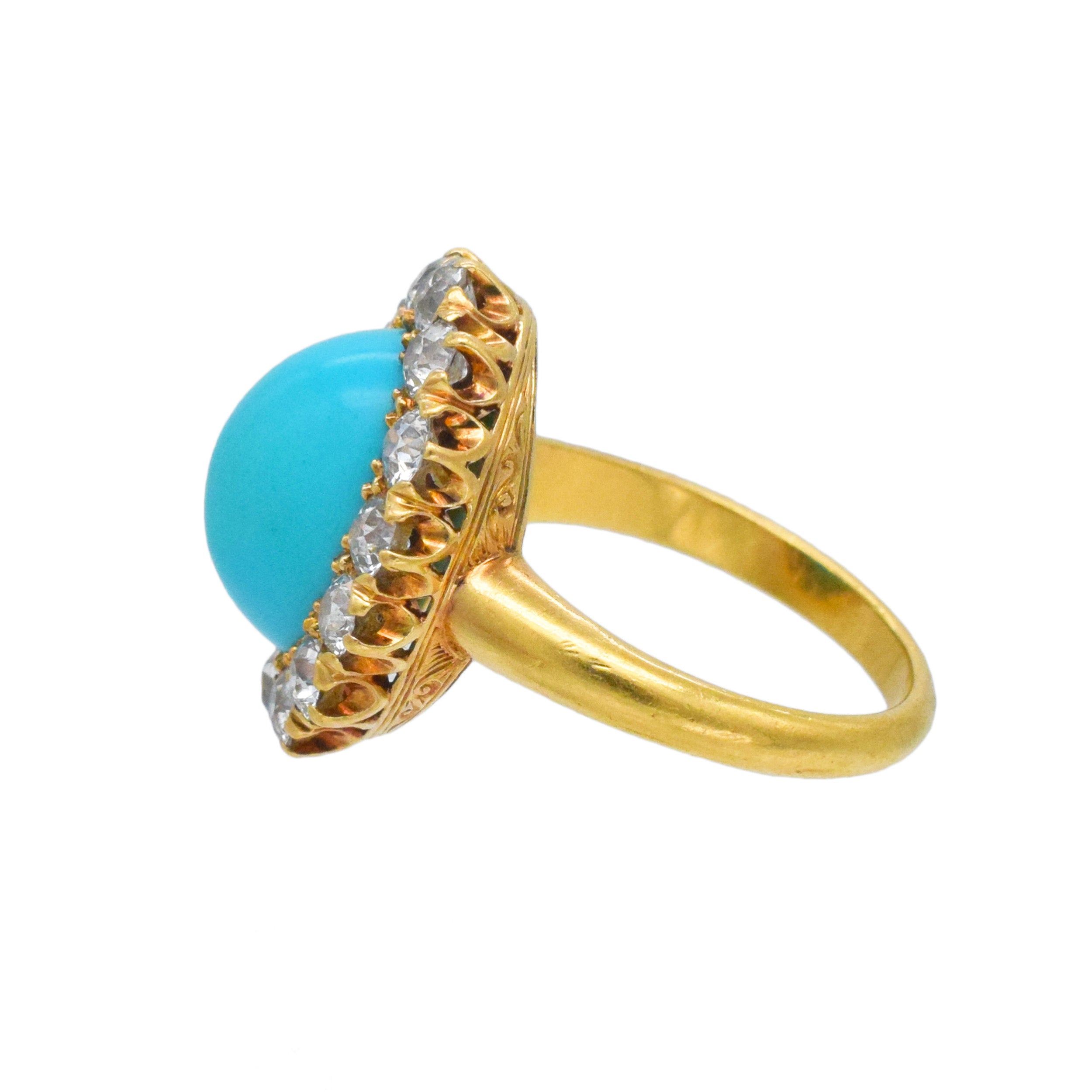 Tiffany & Co. Turquoise And Diamond Halo Ring In 18k Yellow Gold