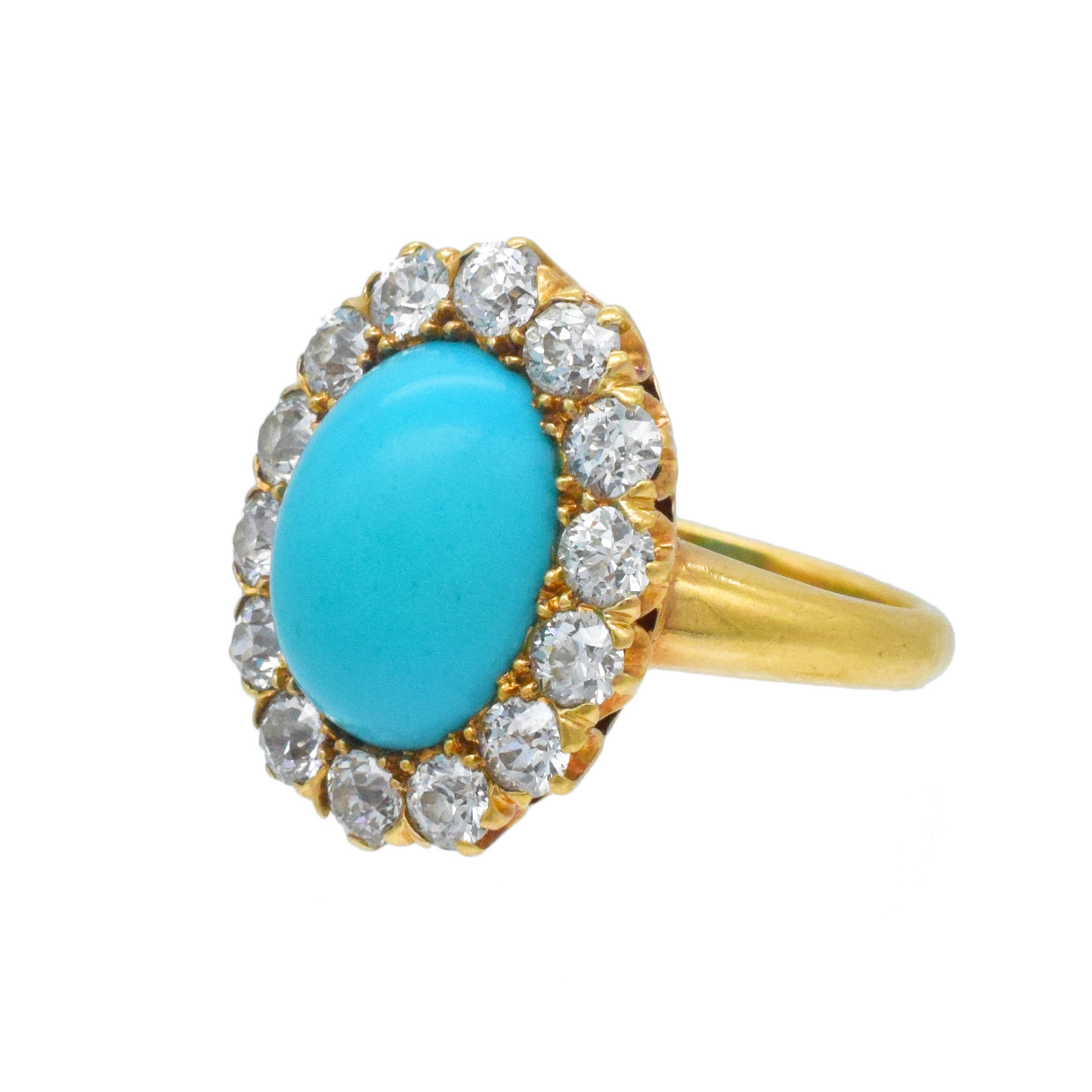 Tiffany & Co. Turquoise And Diamond Halo Ring In 18k Yellow Gold