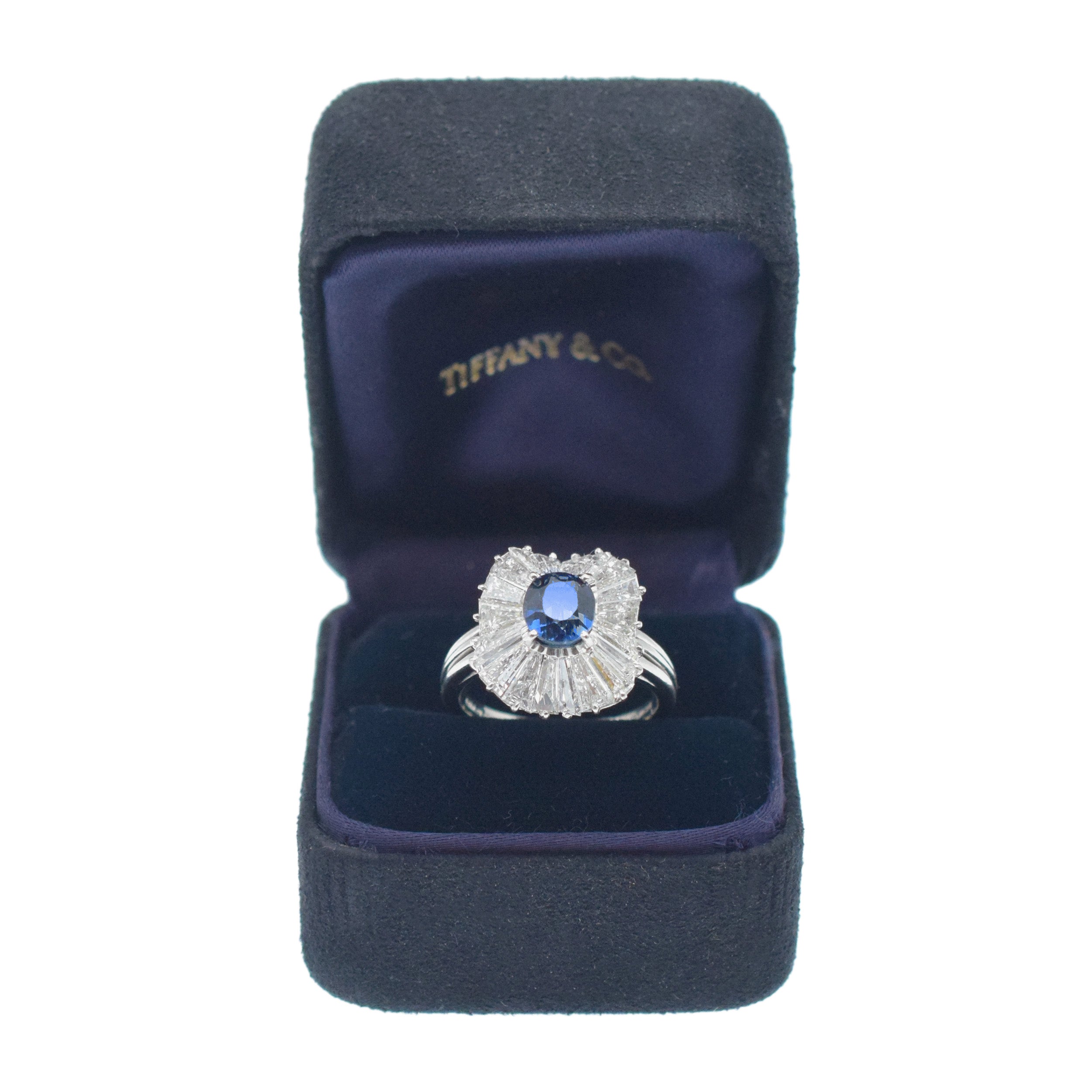 Tiffany & Co. No Heat Sapphire And Diamond Ballerina Ring In Platinum