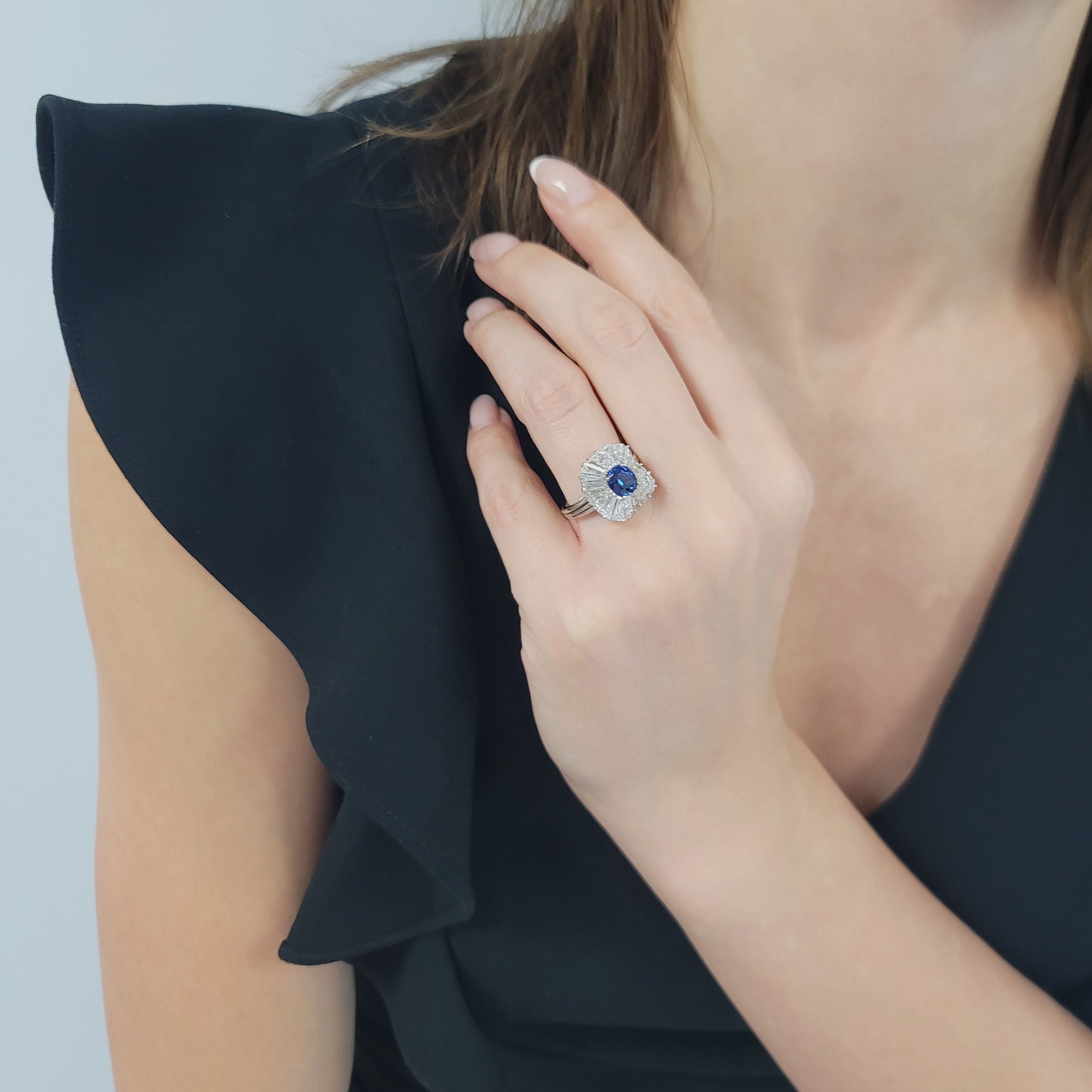 Tiffany & Co. No Heat Sapphire And Diamond Ballerina Ring In Platinum