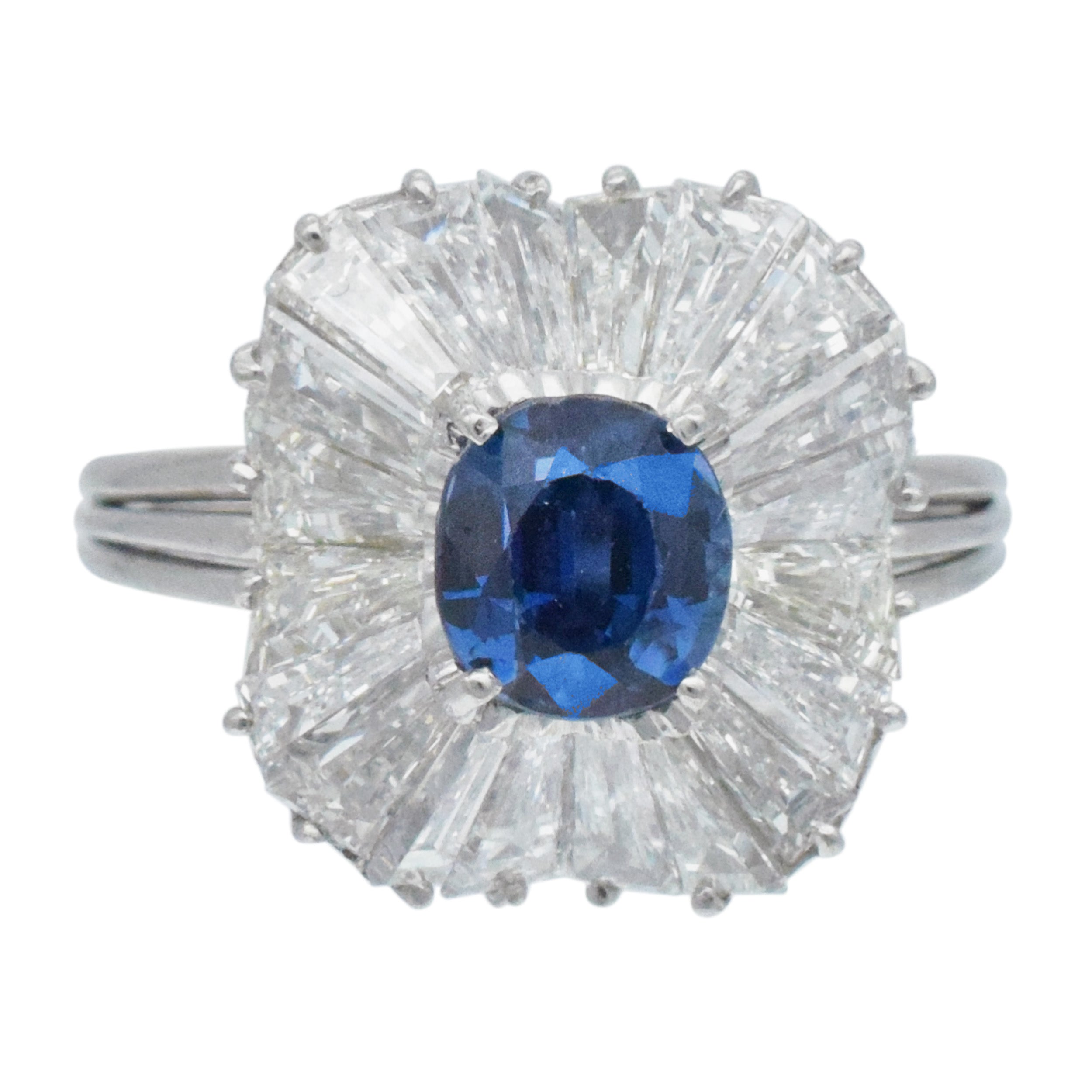 Tiffany & Co. No Heat Sapphire And Diamond Ballerina Ring In Platinum