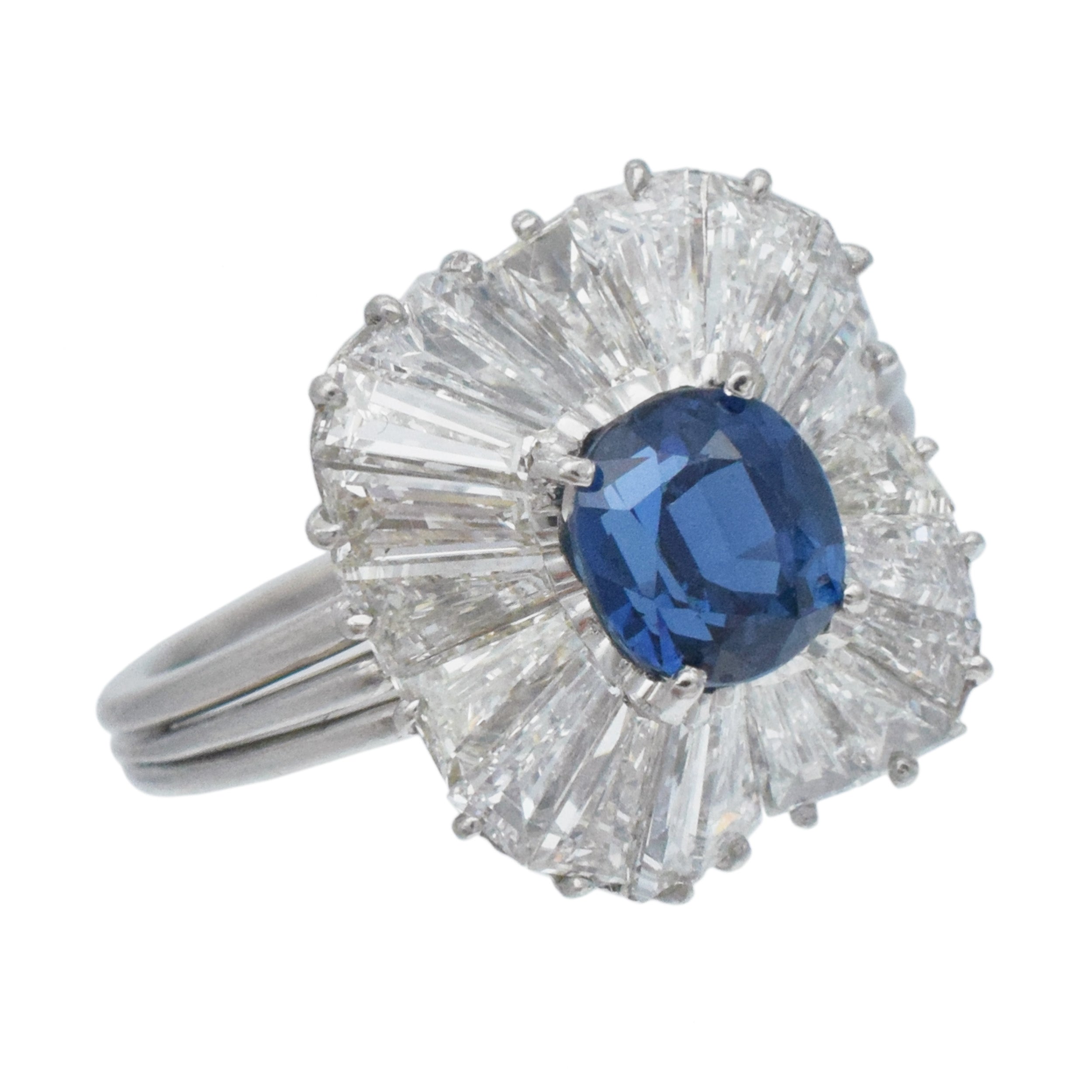 Tiffany & Co. No Heat Sapphire And Diamond Ballerina Ring In Platinum
