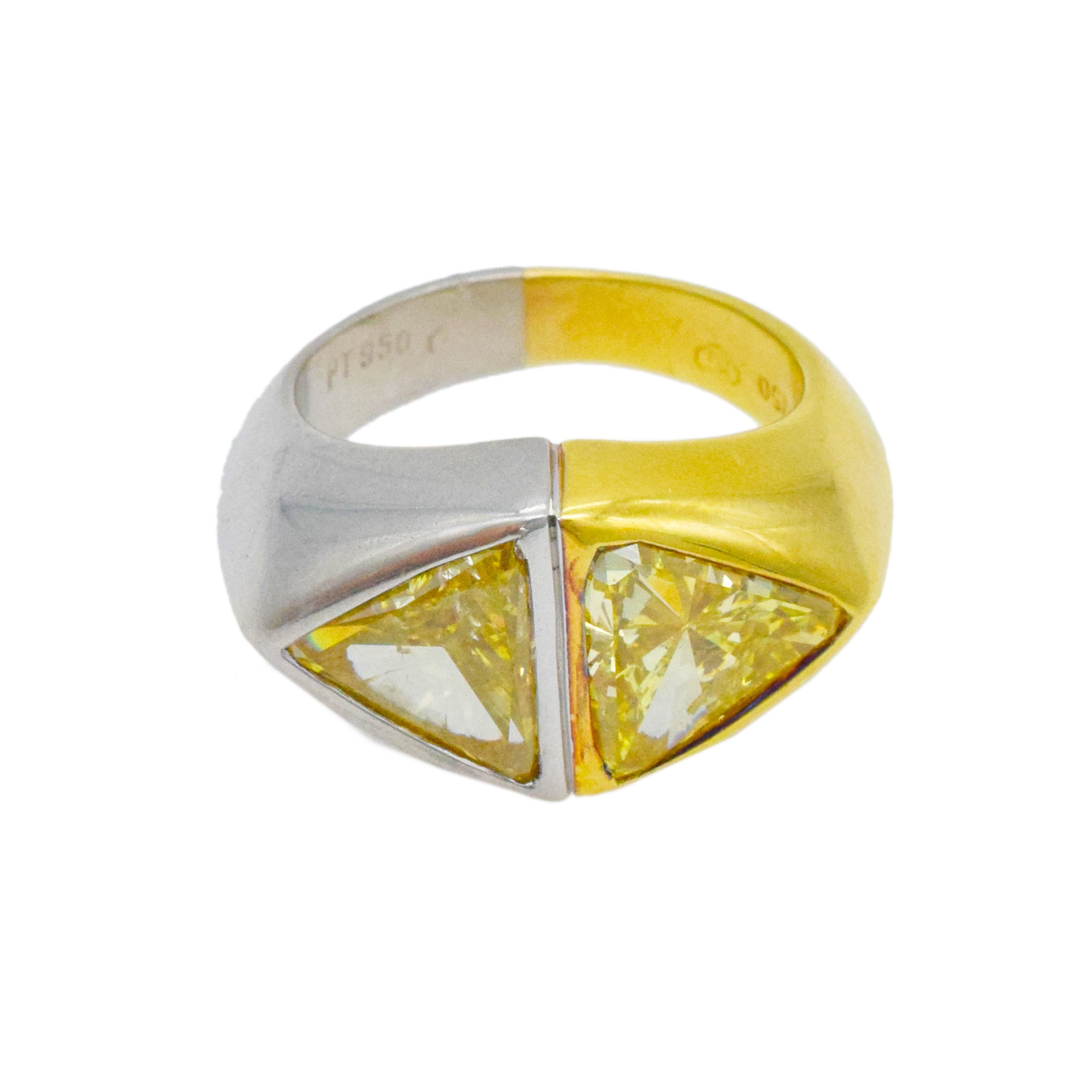 Bulgari Yellow Diamond ' Toi Et Moi' Ring In 18k Yellow Gold And Platinum