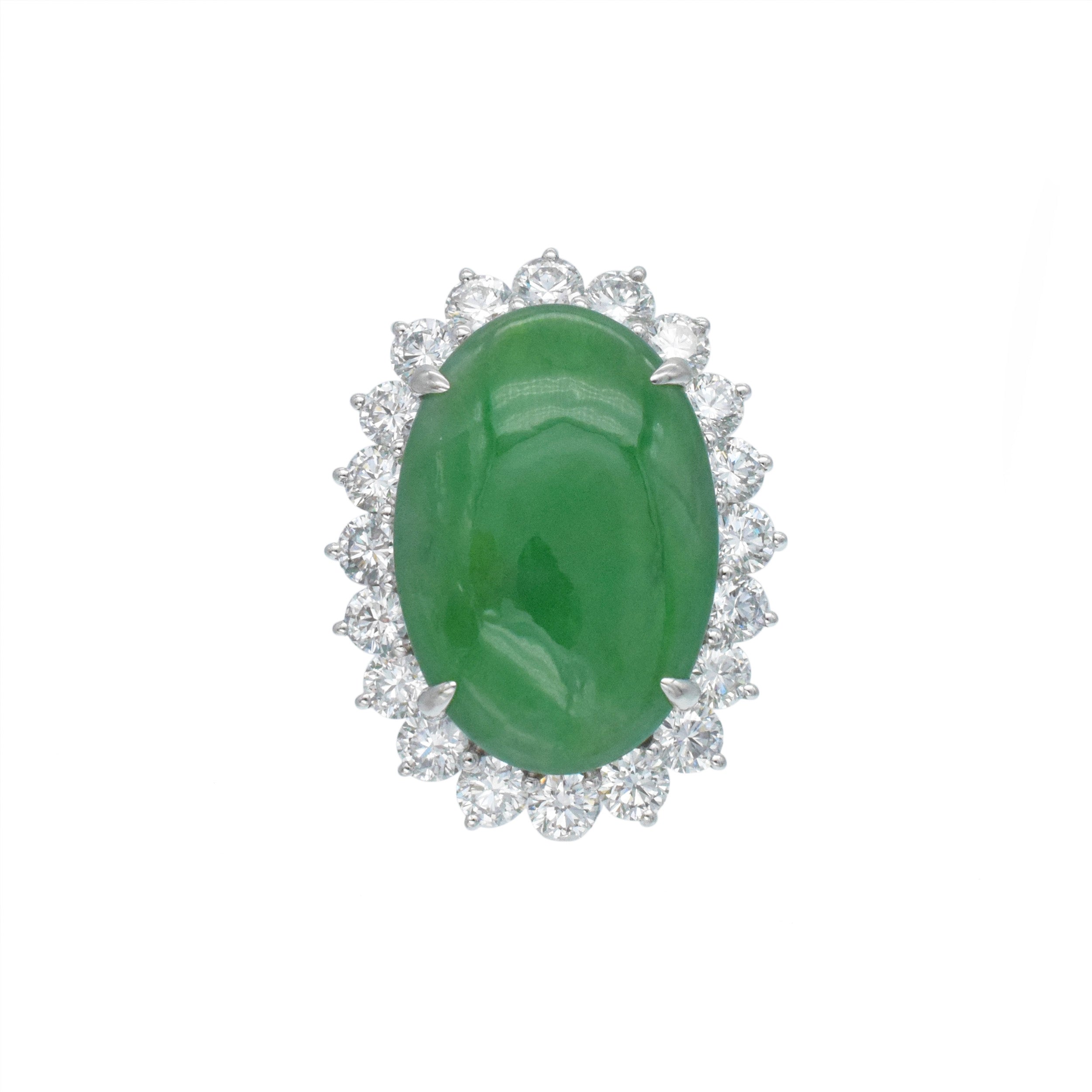 Jadeite Jade And Diamond Ring In Platinum