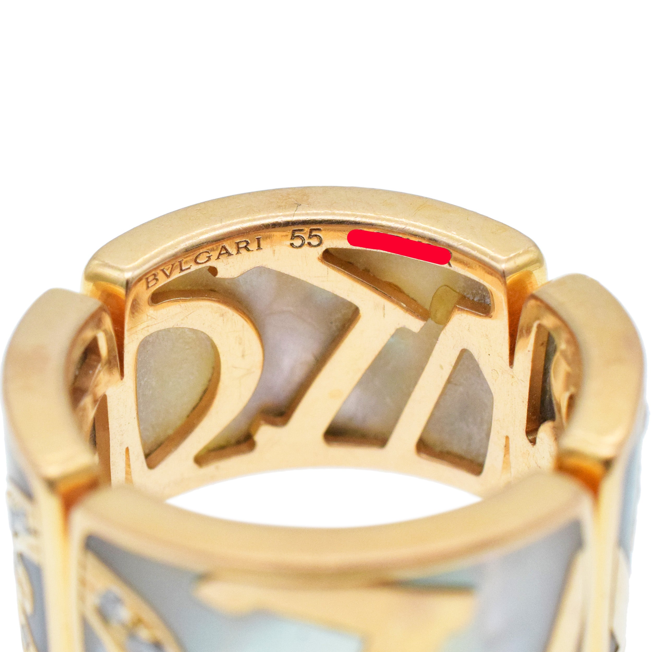 Bulgari Mother Of Pearl And Diamond Graffiti Ring In 18k Rose Gold