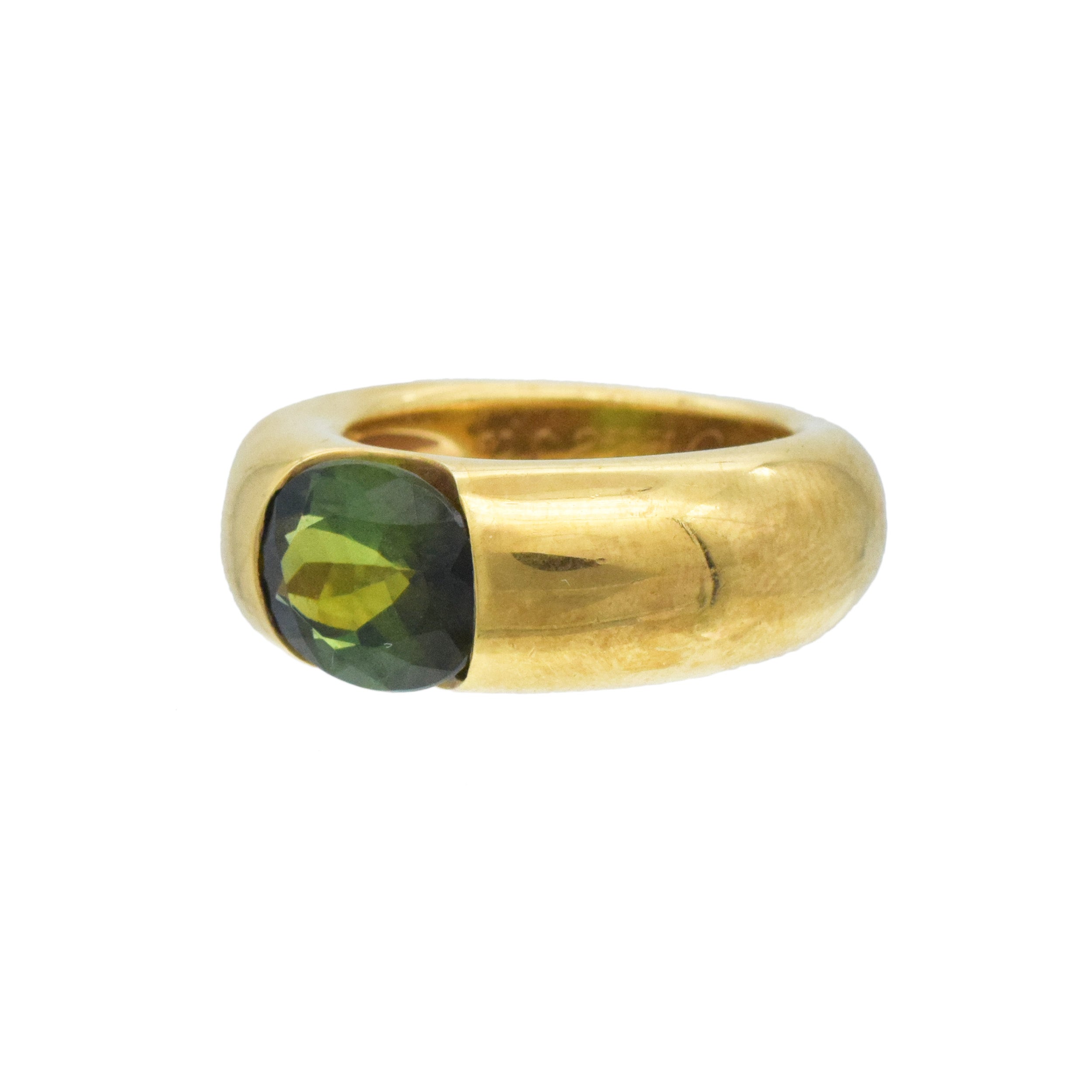 Cartier Ellipse Green Tourmaline Ring In 18k Yellow Gold