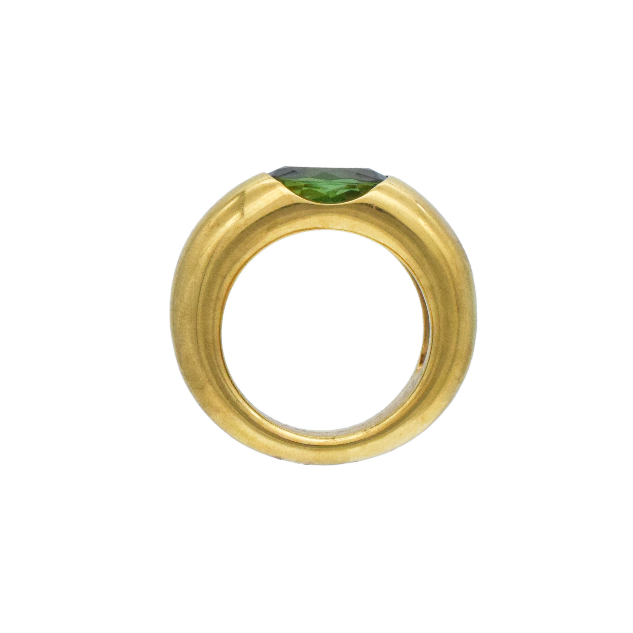 Cartier Ellipse Green Tourmaline Ring In 18k Yellow Gold