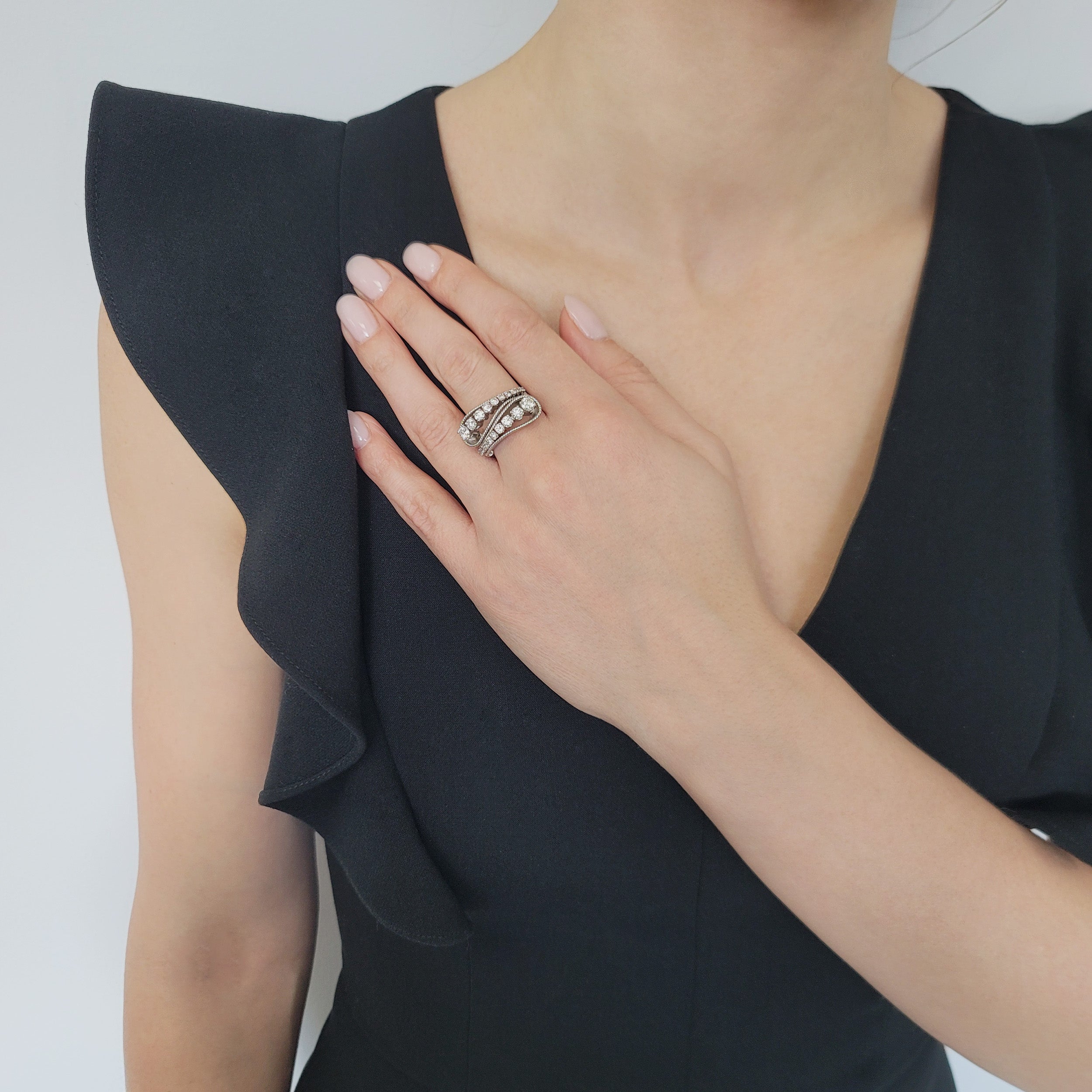 Yin Yang Diamond Ring In Platinum