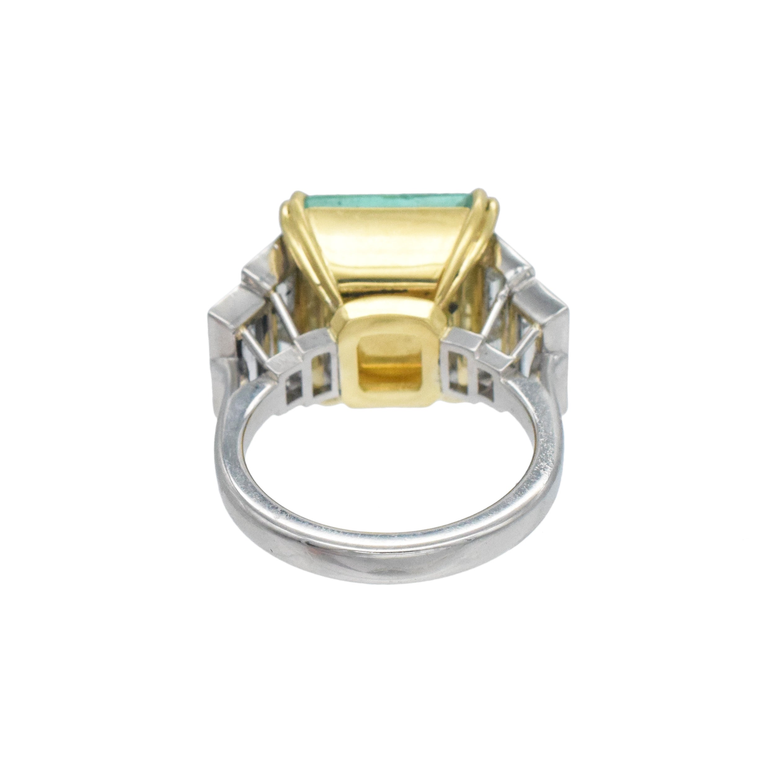 Emerald And Diamond Cocktail Ring In Platinum And 18k Yellow Gold
