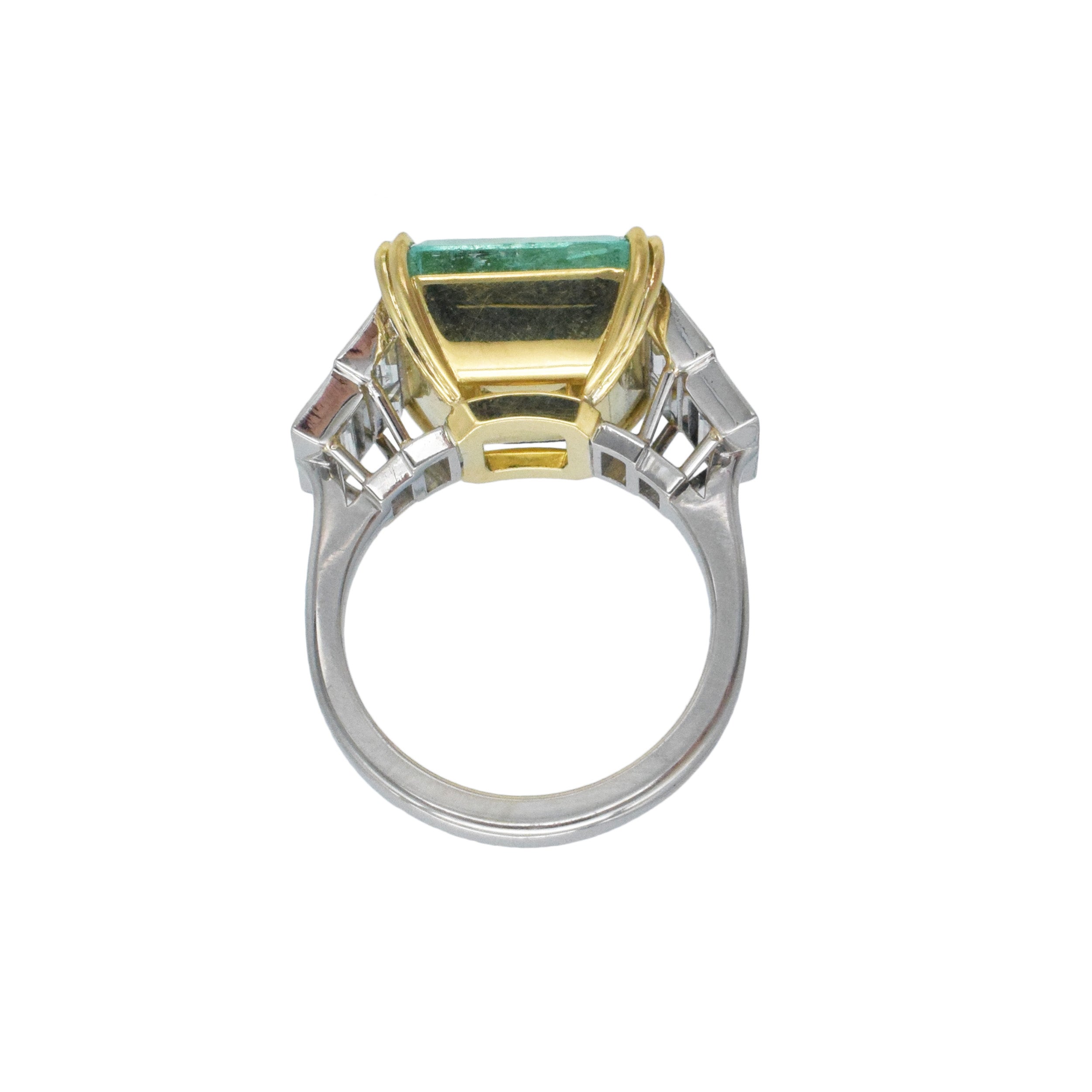 Emerald And Diamond Cocktail Ring In Platinum And 18k Yellow Gold