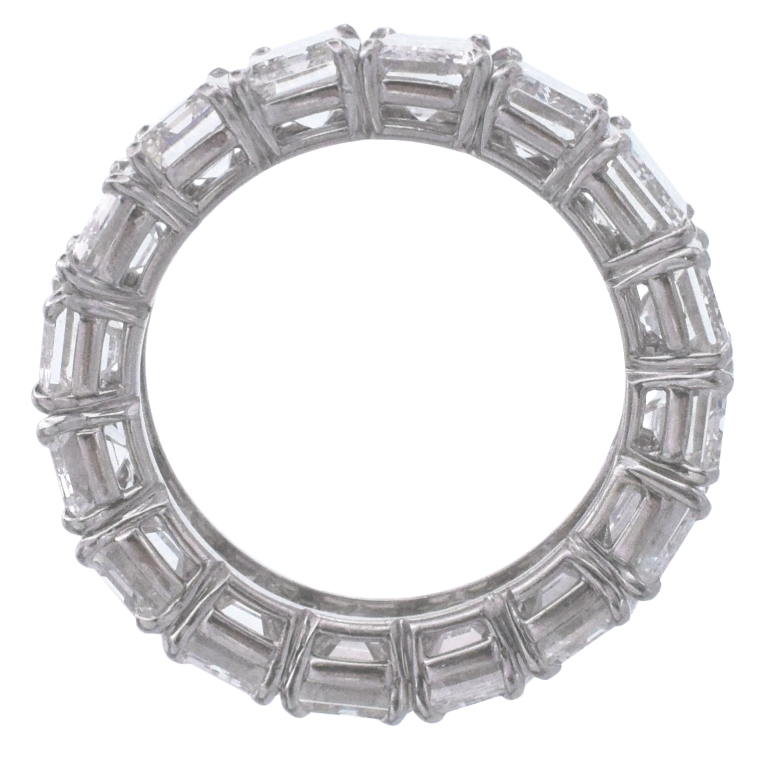 10.40ct Emerald Cut Diamond Eternity Band In Platinum, Size 6.5