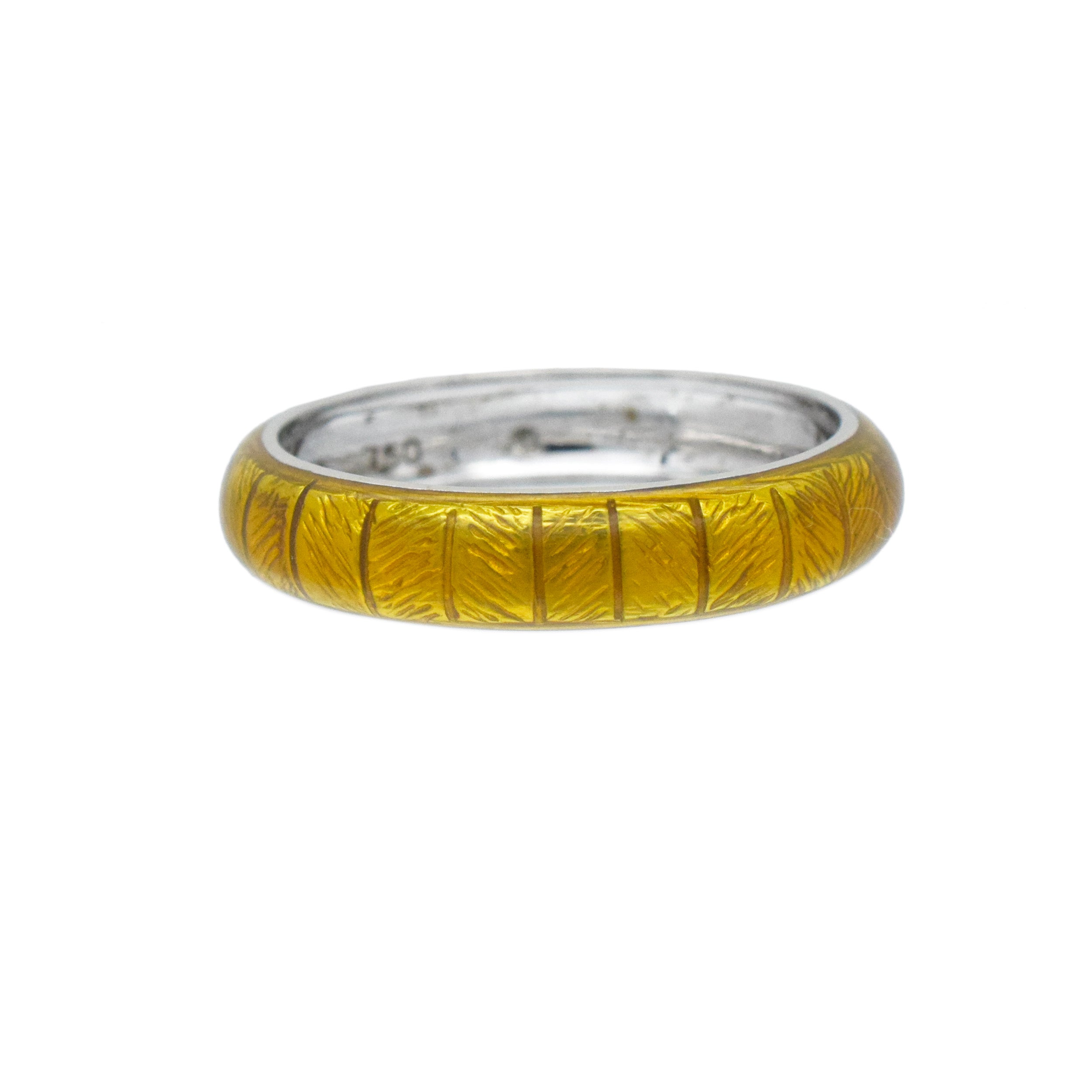 Hidalgo Yellow Enamel Band In 18k White Gold