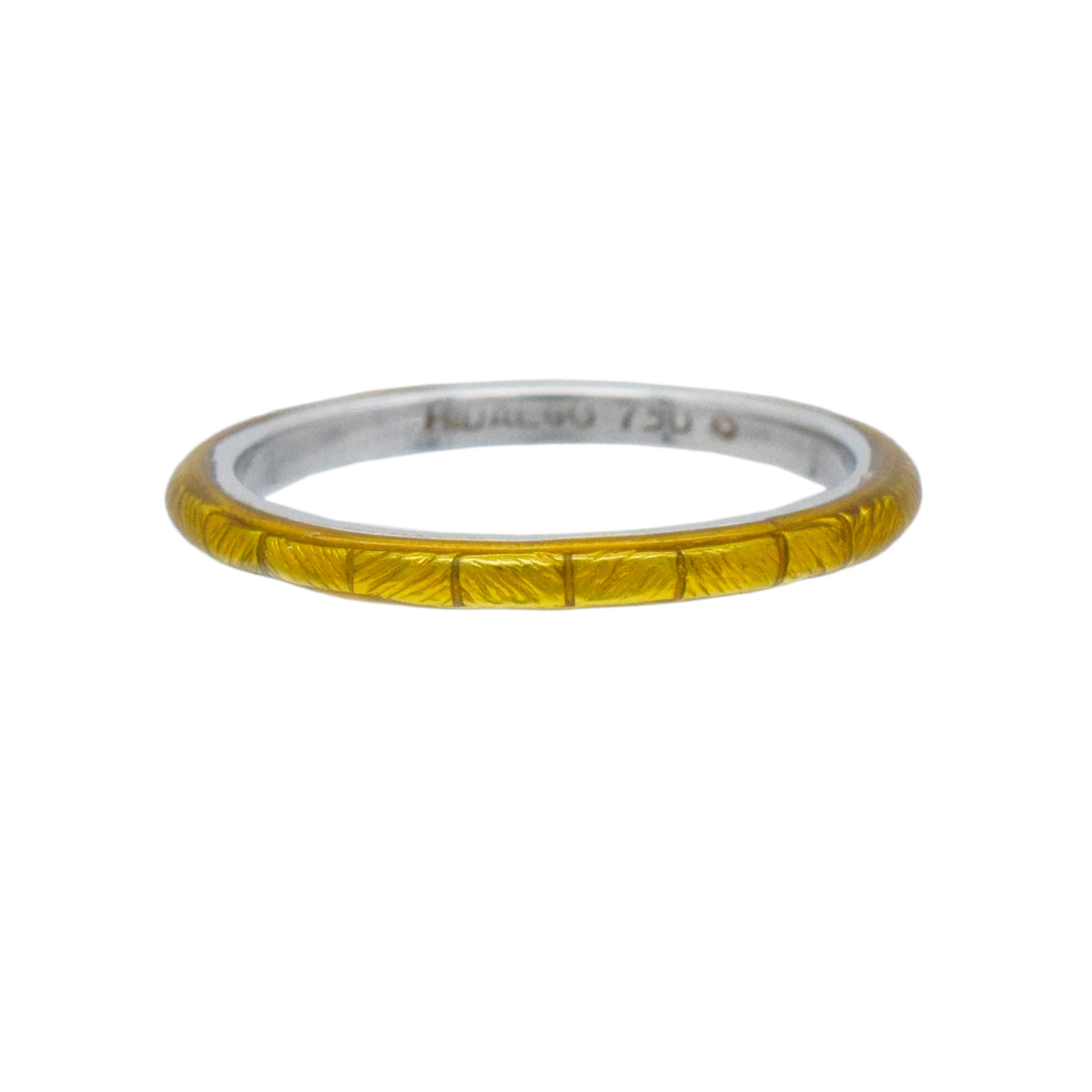 Hidalgo Yellow Enamel Band In 18k White Gold