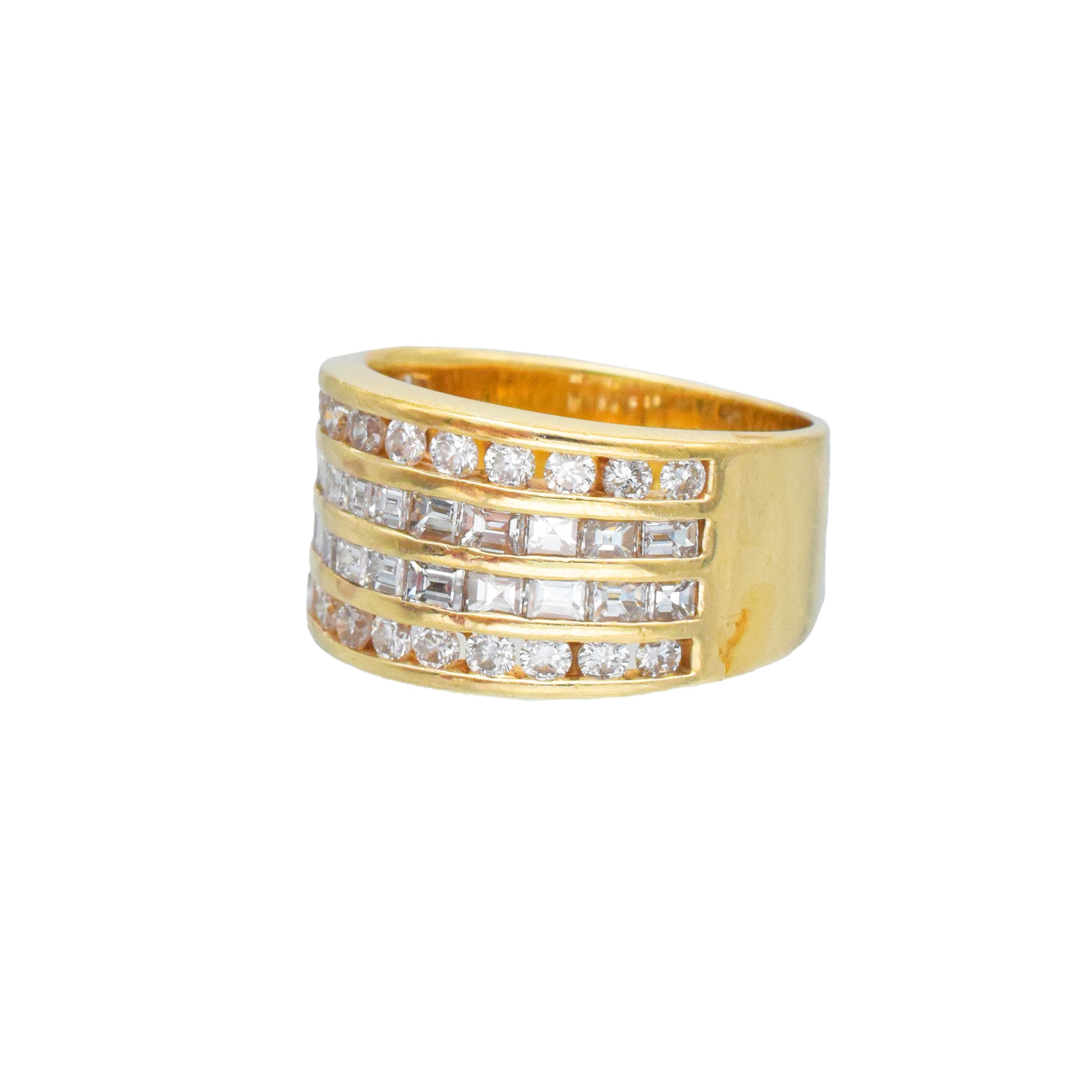 2.50ct Diamond Multi Row Wide Band In 14k Yellow Gold