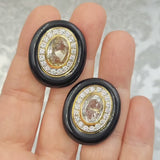 1980's David Webb Sapphire, Diamond & Enamel Earrings