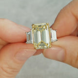 10ct Natural Fancy Yellow Emerald Cut Diamond Ring