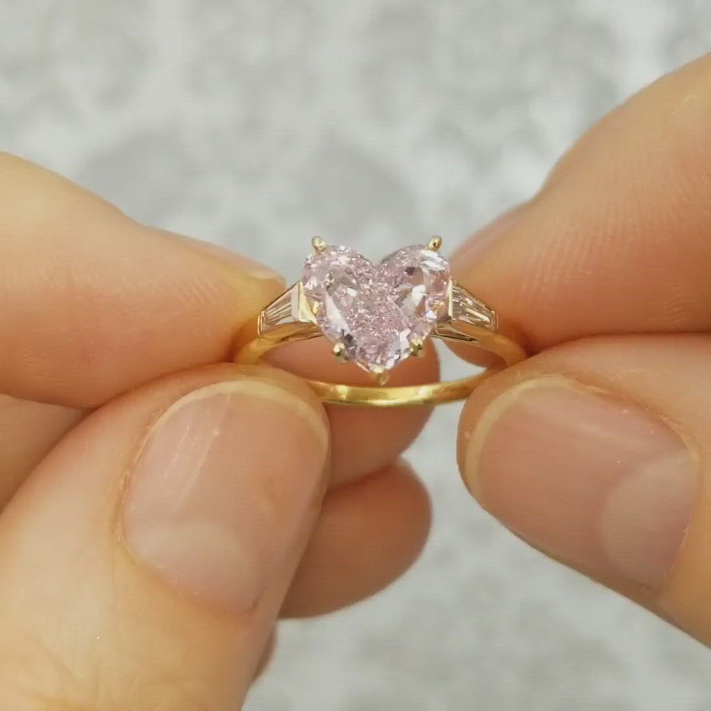 0.20 Carat Sterling Silver & Pink Gold Plated Heart Diamond Ring - Size 9.5 Engagement Promise Ring