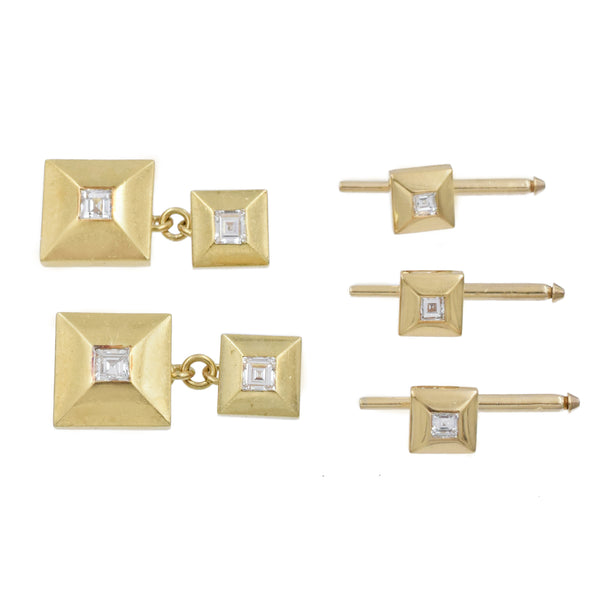 1960's Cartier Diamond Tuxedo Set in 18k Yellow Gold