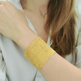2.4" Wide 18k Yellow Gold Mesh Bracelet