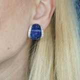 "Mystery" Set Sapphire & Diamond Earrings by Oscar Heyman