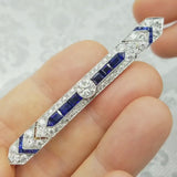 Art Deco 3ct Diamond & 1.50ct Sapphire Lapel Pin