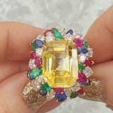 Oscar Heyman Yellow Sapphire & Diamonds Tutti Frutti Cocktail Ring