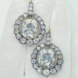 Victorian 31.17ct Old Cushion Cut Diamond Earrings