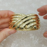 35mm Wide Hammered Gold Cuff Bracelet