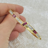Ruby & Diamond Bangle Bracelet in 18K Yellow Gold