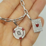 Ace of Hearts & Betting Chip Charm on Santos de Cartier Bracelet