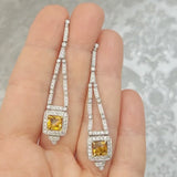 Citrine and diamond dangle earrings