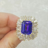 Vintage 10.93ct Tanzanite & Diamond Ballerina Cocktail Ring