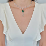 Art Deco 3.90ct Columbian Emerald & 4.15ct Diamond Necklace in Platinum