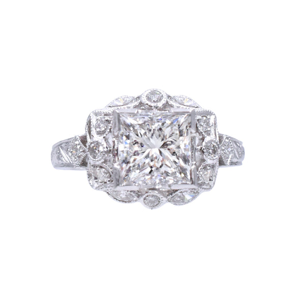 Art Deco Style 2.57ct Princess Cut Diamond Engagement Ring