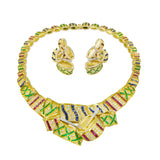 Barry Peters Multicolor Gemstones & Diamonds Drums, Earrings & Necklace Set