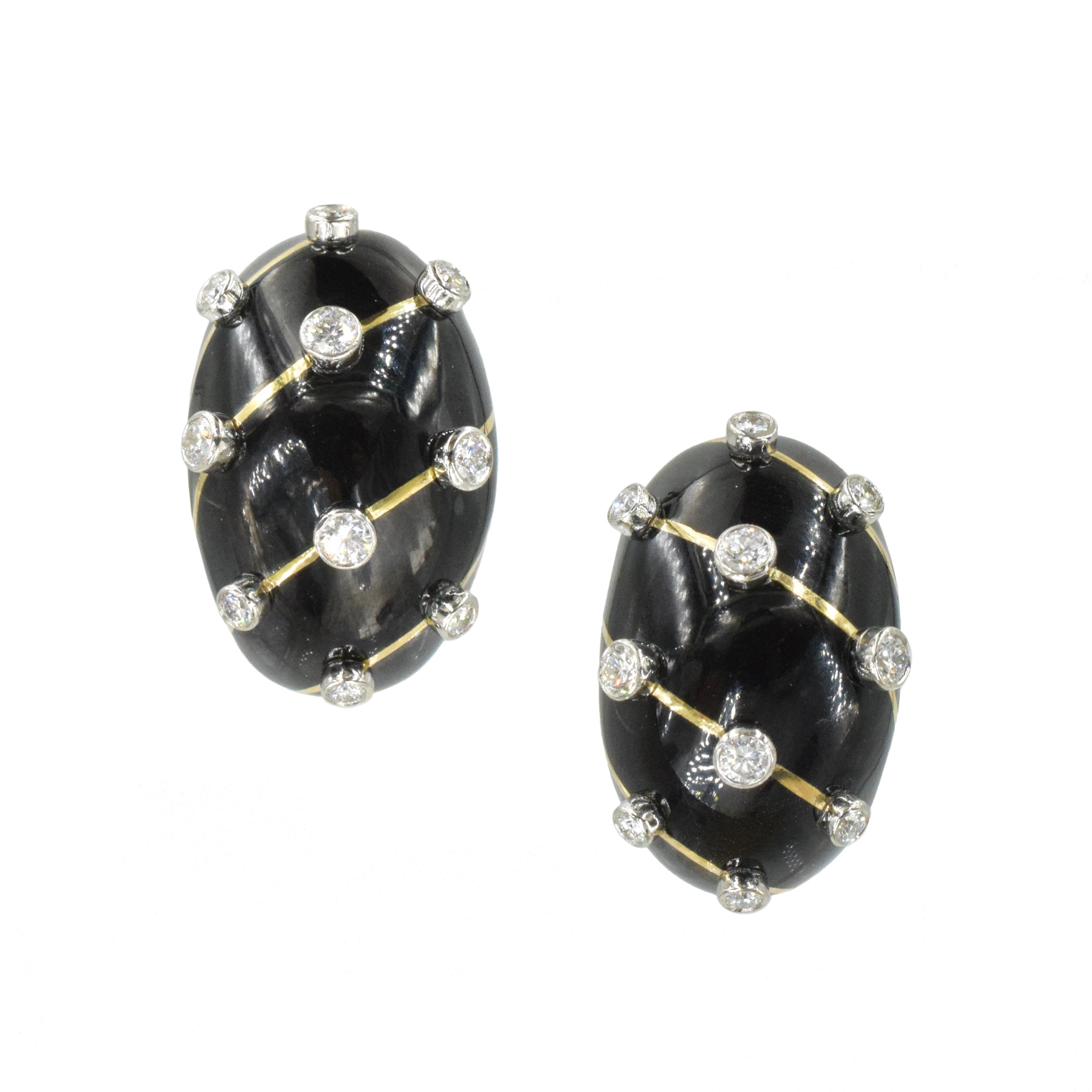 Jean Schlumberger Diamond & Black Enamel Earrings by Tiffany & Co.