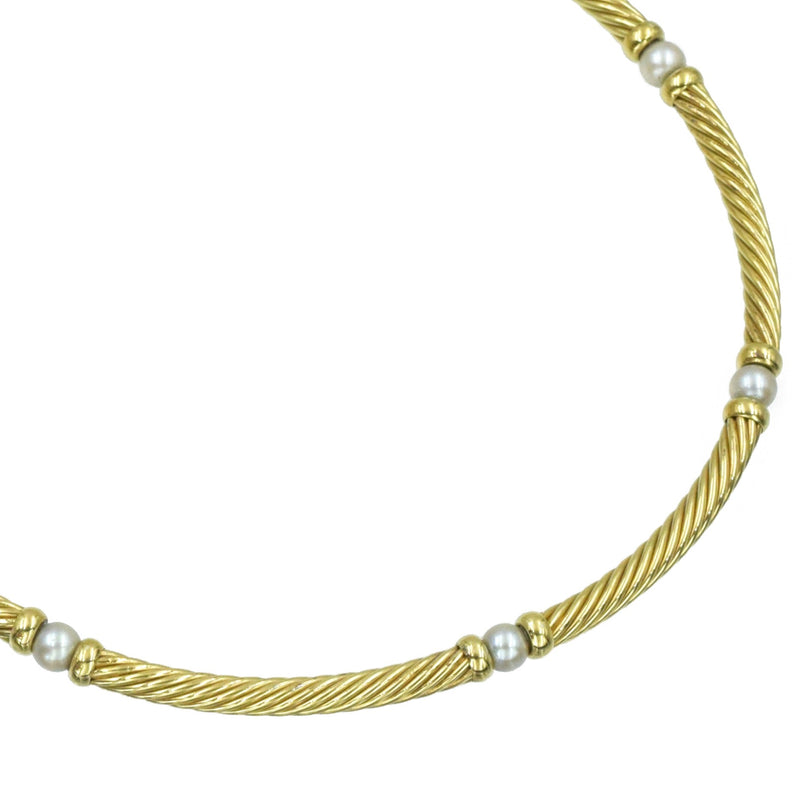 David Yurman Yellow Gold & Pearl Necklace