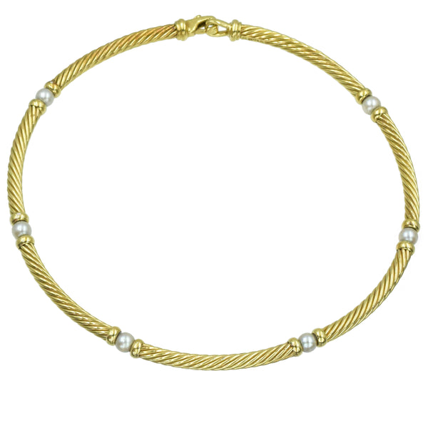 David Yurman Yellow Gold & Pearl Necklace