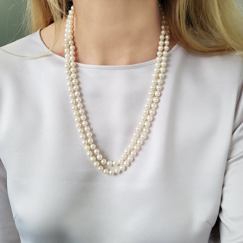 Double Strand White Pearl Necklace