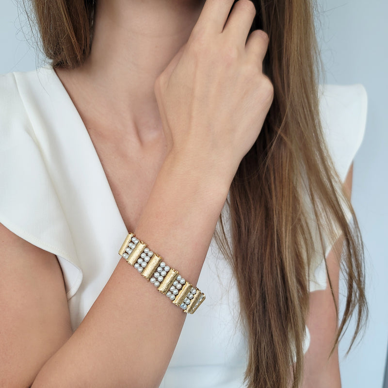 Lucien Piccard Pearl & 14k Yellow Gold Bracelet