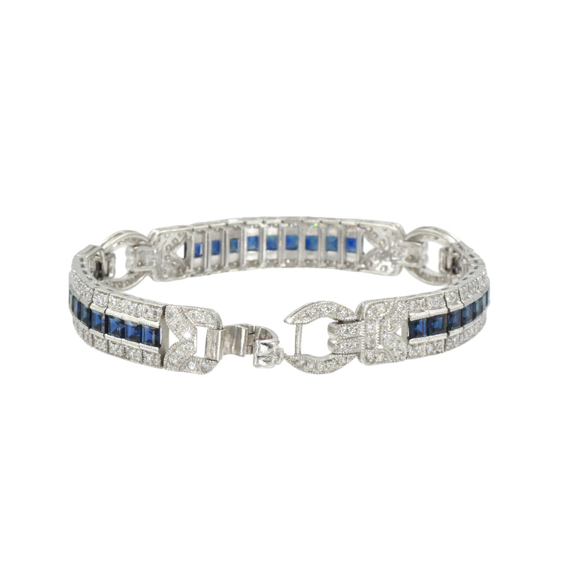 8.30ct Sapphire & 3.12ct Diamond Bracelet in Platinum