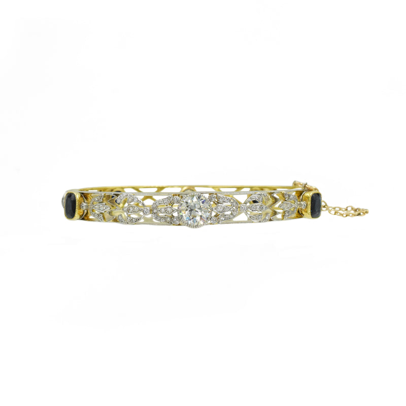 1921 Diamond & Sapphire Bangle Bracelet By Ryrie