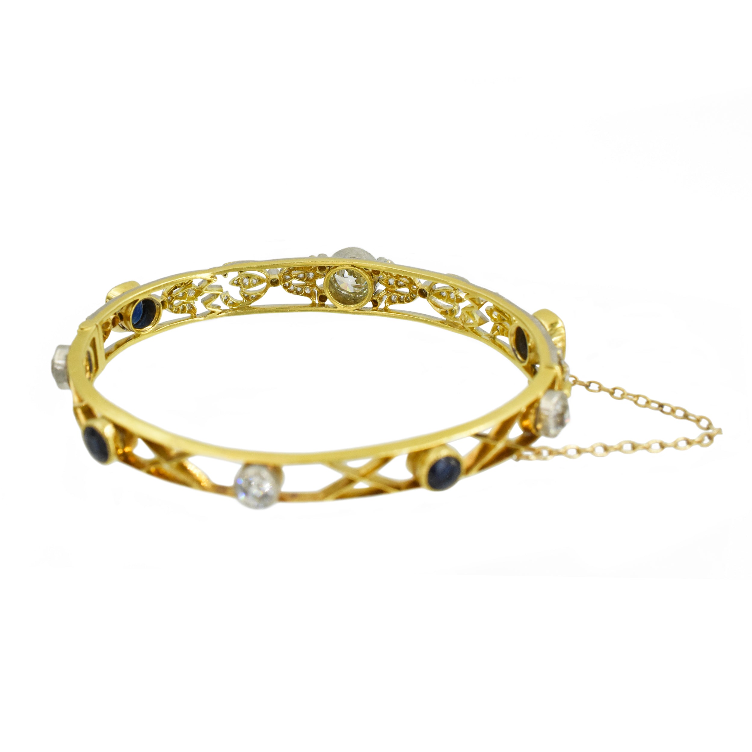 1921 Diamond & Sapphire Bangle Bracelet By Ryrie