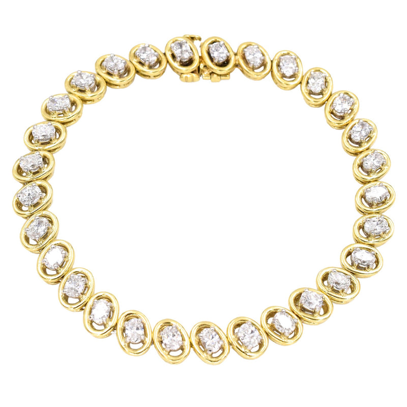 5.05ct Oval Diamond Tennis Bracelet in Yellow Gold and Platinum