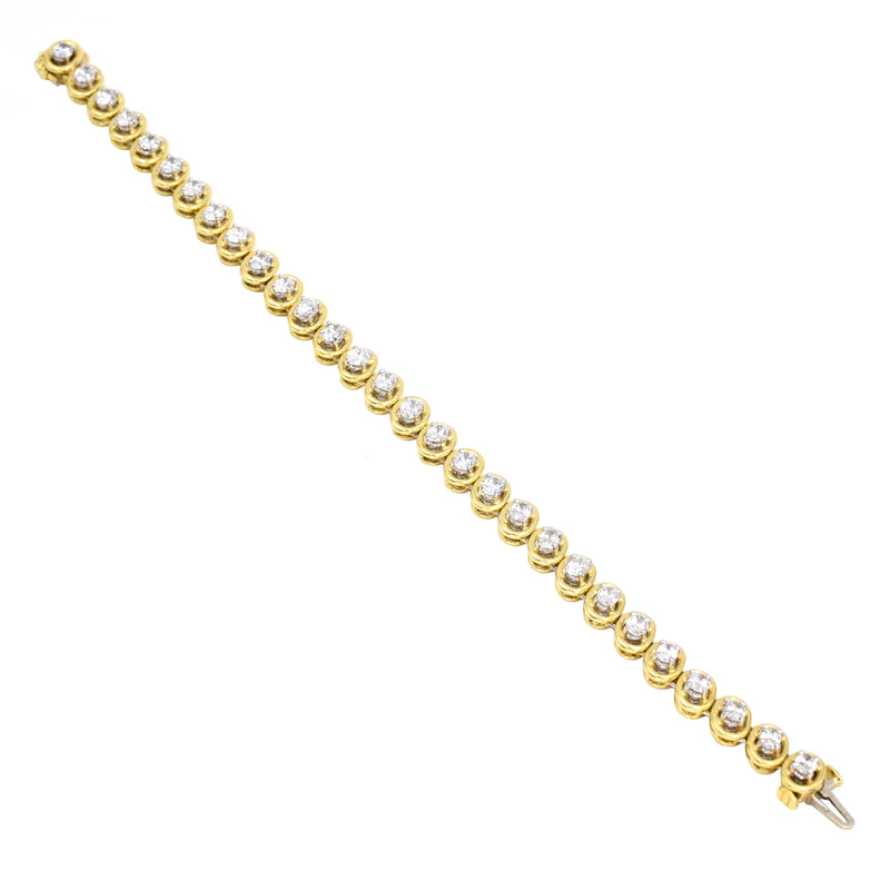 5.05ct Oval Diamond Tennis Bracelet in Yellow Gold and Platinum