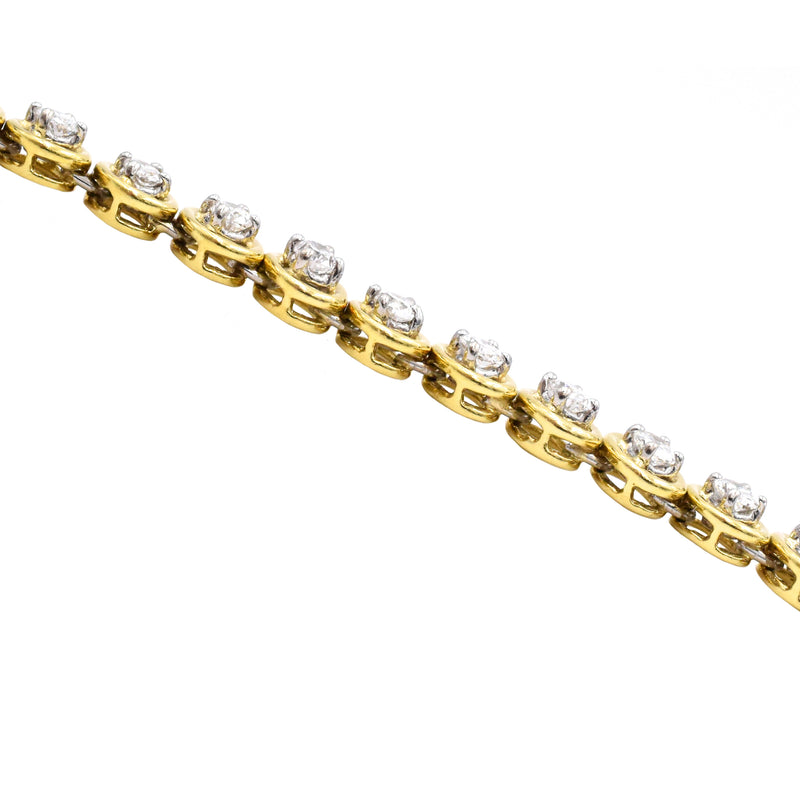 5.05ct Oval Diamond Tennis Bracelet in Yellow Gold and Platinum