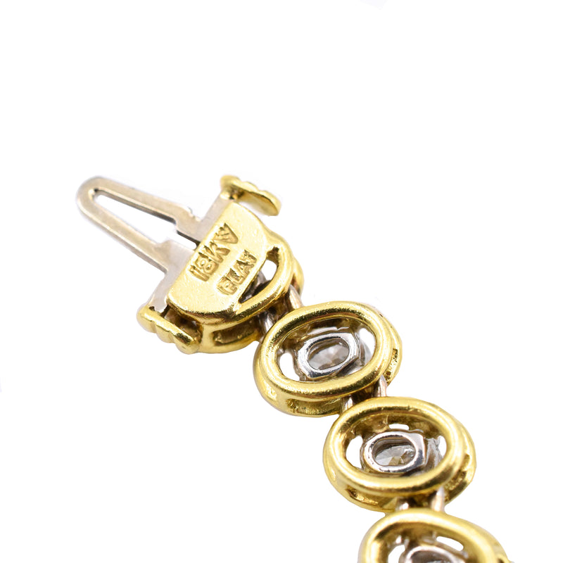 5.05ct Oval Diamond Tennis Bracelet in Yellow Gold and Platinum
