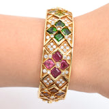 Diamond & Multicolor Gem Cuff Bracelet