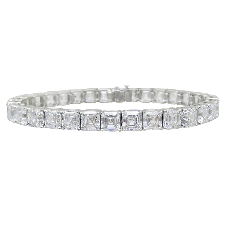 33.60ct Asscher Diamond Tennis Bracelet in Platinum
